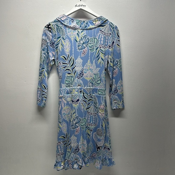 Lilly Pulitzer Jessalynne Wrap Romper V-Neck Peri Lapis Lantern Light Blue Small - Picture 10 of 13